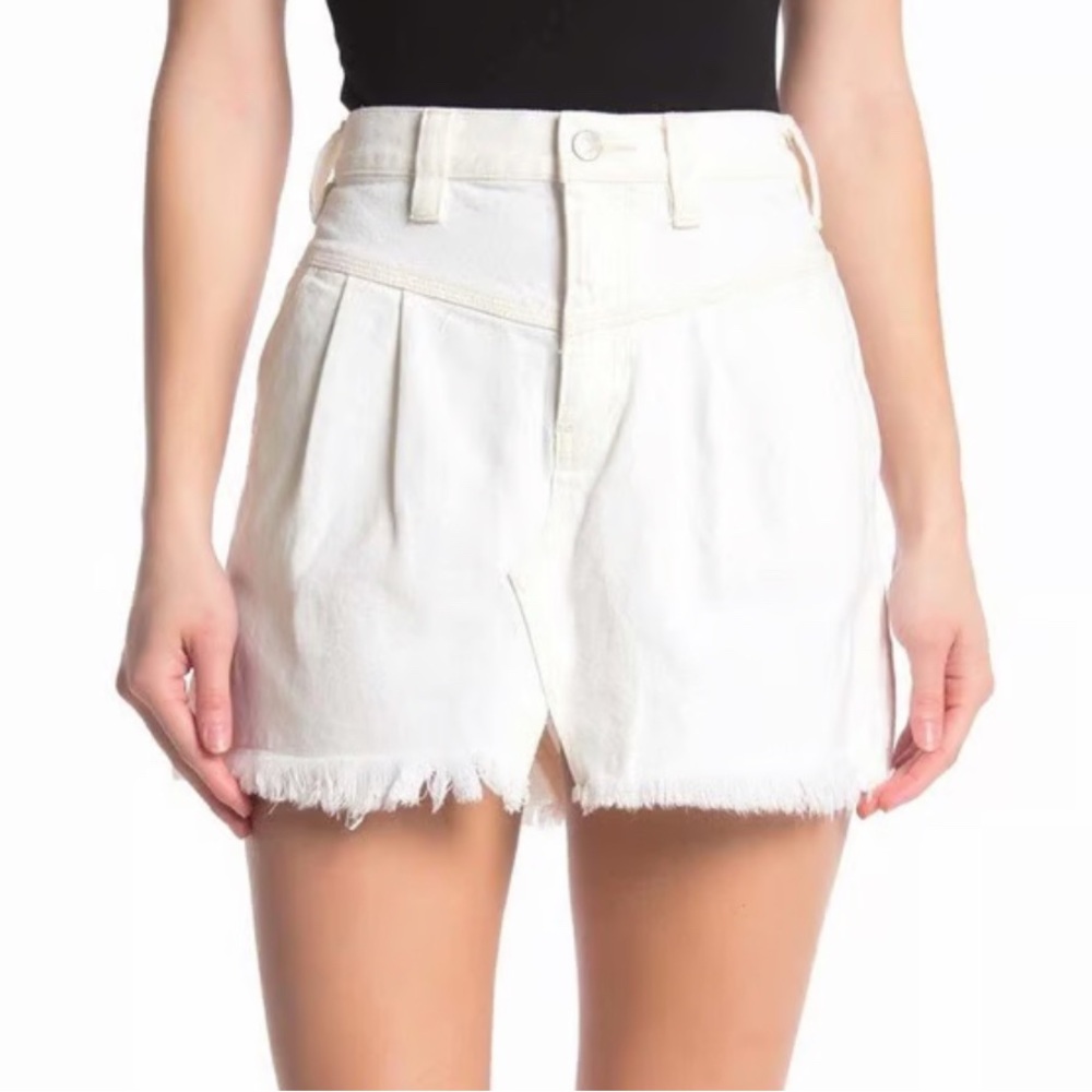 We The Free mini skirt denim clay white size 25 raw hem Free People 24 Y2K party